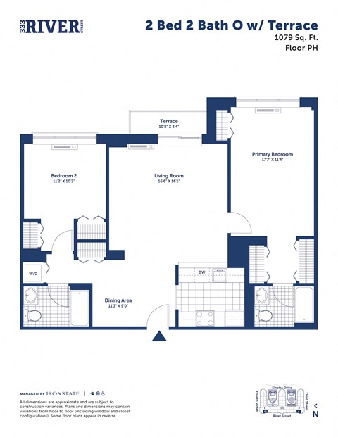 the floor plan of 2 bed 2 bath o